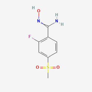 molecular formula C8H9FN2O3S B8521769 2-Fluoro-N'-hydroxy-4-(methanesulfonyl)benzene-1-carboximidamide CAS No. 869586-84-5