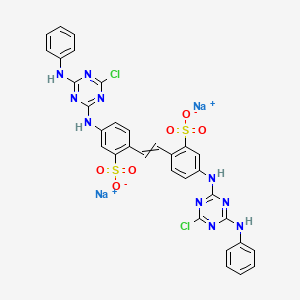 molecular formula C32H22Cl2N10Na2O6S2 B8521816 Benzenesulfonic acid, 2,2'-(1,2-ethenediyl)bis[5-[[4-chloro-6-(phenylamino)-1,3,5-triazin-2-yl]amino]-, disodium salt CAS No. 37138-23-1
