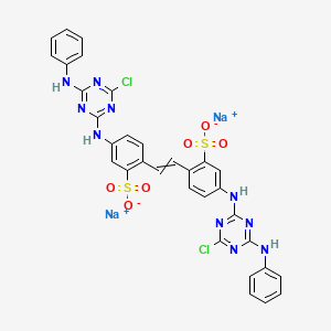 molecular formula C32H22Cl2N10Na2O6S2 B8521816 Disodium 4,4'-bis(4-chloro-6-anilino-s-triazin-2-ylamino)-2,2'-stilbenedisulfonate CAS No. 37138-23-1