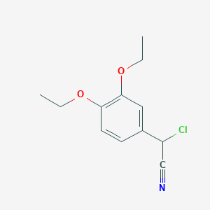 molecular formula C12H14ClNO2 B8521882 alpha-Chloro-alpha-(3,4-diethoxyphenyl)acetonitrile 