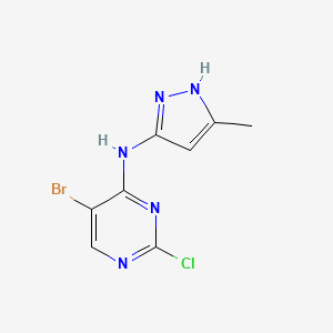 molecular formula C8H7BrClN5 B8522100 5-bromo-2-chloro-N-(5-methyl-1H-pyrazol-3-yl)pyrimidin-4-amine 