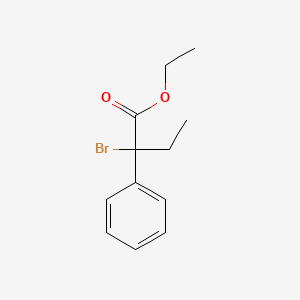 molecular formula C12H15BrO2 B8522310 Benzeneacetic acid, alpha-bromo-alpha-ethyl-, ethyl ester 