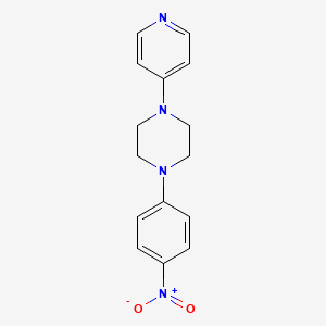 molecular formula C15H16N4O2 B8522317 Piperazine,1-(4-nitrophenyl)-4-(4-pyridinyl)- 