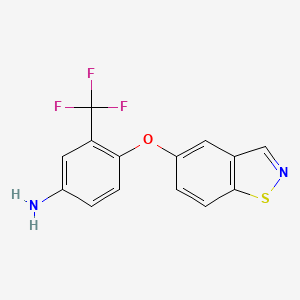 molecular formula C14H9F3N2OS B8523113 Benzenamine, 4-(1,2-benzisothiazol-5-yloxy)-3-(trifluoromethyl)- CAS No. 89721-72-2