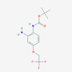 molecular formula C13H17F3N2O3 B8523584 Carbamic acid,n-[2-amino-4-(2,2,2-trifluoroethoxy)phenyl]-,1,1-dimethylethyl ester 