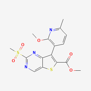molecular formula C16H15N3O5S2 B8523621 methyl 7-(2-methoxy-6-methylpyridin-3-yl)-2-methylsulfonylthieno[3,2-d]pyrimidine-6-carboxylate 