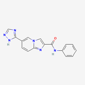 molecular formula C16H12N6O B8523768 N-phenyl-6-(1H-1,2,4-triazol-5-yl)imidazo[1,2-a]pyridine-2-carboxamide 
