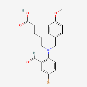 molecular formula C20H22BrNO4 B8524051 5-((4-Bromo-2-formylphenyl)(4-methoxybenzyl)amino)pentanoic acid 