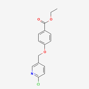 molecular formula C15H14ClNO3 B8524538 Ethyl 4-(6-chloropyridin-3-ylmethoxy)benzenecarboxylate CAS No. 869108-27-0