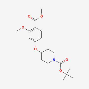 molecular formula C19H27NO6 B8524874 tert-butyl 4-(3-methoxy-4-(methoxycarbonyl)phenoxy)piperidine-1-carboxylate 