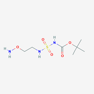 molecular formula C7H17N3O5S B8524957 Carbamic acid, N-[[[2-(aminooxy)ethyl]amino]sulfonyl]-, 1,1-dimethylethyl ester 