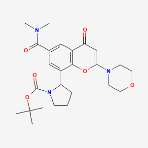 molecular formula C25H33N3O6 B8525175 tert-butyl 2-[6-(dimethylcarbamoyl)-2-morpholin-4-yl-4-oxochromen-8-yl]pyrrolidine-1-carboxylate 
