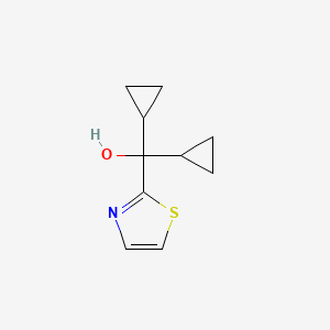 molecular formula C10H13NOS B8526310 Dicyclopropyl(1,3-thiazol-2-yl)methanol 