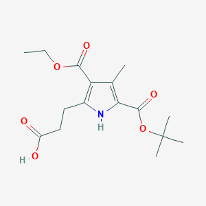molecular formula C16H23NO6 B8526838 3-[3-ethoxycarbonyl-4-methyl-5-[(2-methylpropan-2-yl)oxycarbonyl]-1H-pyrrol-2-yl]propanoic acid 