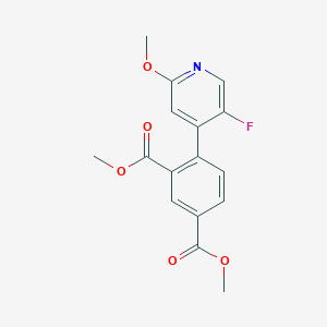 molecular formula C16H14FNO5 B8526969 dimethyl 4-(5-fluoro-2-methoxypyridin-4-yl)benzene-1,3-dicarboxylate 