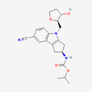 molecular formula C21H25N3O4 B8527097 isopropyl ((S)-7-cyano-4-(((2R,3S)-3-hydroxytetrahydrofuran-2-yl)Methyl)-1,2,3,4-tetrahydrocyclopenta[b]indol-2-yl)carbaMate 