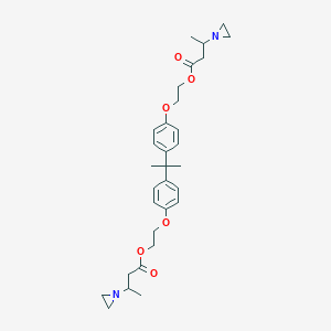 molecular formula C31H42N2O6 B085272 Propane-2,2-diylbis(benzene-4,1-diyloxyethane-2,1-diyl) bis[3-(aziridin-1-yl)butanoate] CAS No. 13320-31-5