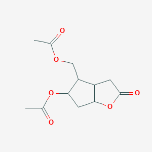 molecular formula C12H16O6 B8527681 4-((Acetyloxy)methyl)-2-oxohexahydro-2H-cyclopenta[b]furan-5-yl acetate 