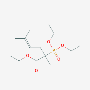 molecular formula C14H27O5P B8528130 Ethyl 2-(diethoxyphosphoryl)-2,5-dimethylhex-4-enoate CAS No. 85225-07-6