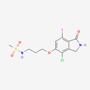 molecular formula C12H14ClIN2O4S B8528151 Methanesulfonamide,n-[3-[(4-chloro-2,3-dihydro-7-iodo-1-oxo-1h-isoindol-5-yl)oxy]propyl]- 