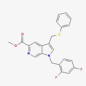 1h-Pyrrolo[2,3-c]pyridine-5-carboxylic acid,1-[(2,4-difluorophenyl)methyl]-3-[(phenylthio)methyl]-,methyl ester