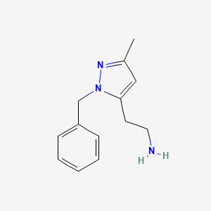 molecular formula C13H17N3 B8528561 2-(2-benzyl-5-methyl-2H-pyrazol-3-yl)-ethylamine 