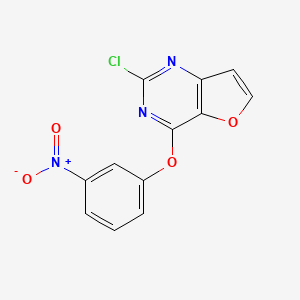molecular formula C12H6ClN3O4 B8528687 2-Chloro-4-(3-nitrophenoxy)-furo[3,2-d]pyrimidine 