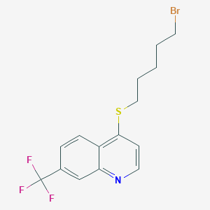 molecular formula C15H15BrF3NS B8528710 4-[(5-Bromopentyl)sulfanyl]-7-(trifluoromethyl)quinoline CAS No. 754239-98-0
