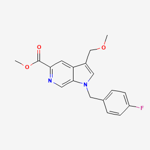 molecular formula C18H17FN2O3 B8528912 1h-Pyrrolo[2,3-c]pyridine-5-carboxylic acid,1-[(4-fluorophenyl)methyl]-3-(methoxymethyl)-,methyl ester 