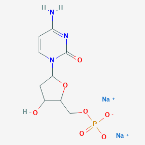 molecular formula C9H12N3Na2O7P B085291 Sodium ((2R,3S,5R)-5-(4-amino-2-oxopyrimidin-1(2H)-yl)-3-hydroxytetrahydrofuran-2-yl)methyl phosphate CAS No. 13085-50-2