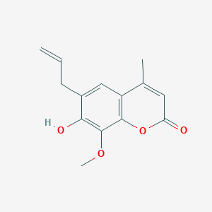 molecular formula C14H14O4 B8529147 7-Hydroxy-8-methoxy-4-methyl-6-(prop-2-en-1-yl)-2H-1-benzopyran-2-one CAS No. 5307-53-9