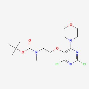 molecular formula C16H24Cl2N4O4 B8529517 tert-butyl N-[2-(2,4-dichloro-6-morpholin-4-ylpyrimidin-5-yl)oxyethyl]-N-methylcarbamate 
