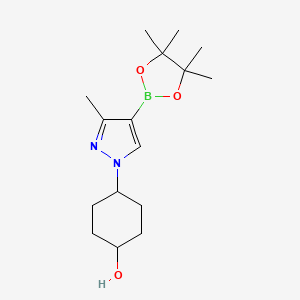 molecular formula C16H27BN2O3 B8529629 trans-4-(3-Methyl-4-(4,4,5,5-tetramethyl-1,3,2-dioxaborolan-2-yl)-1H-pyrazol-1-yl)cyclohexanol 