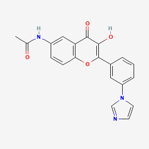 molecular formula C20H15N3O4 B8529640 N-[3-hydroxy-2-(3-imidazol-1-ylphenyl)-4-oxochromen-6-yl]acetamide 