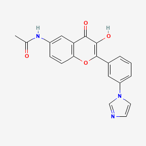 molecular formula C20H15N3O4 B8529640 (3-(imidazol-1-yl)-phenyl]-3-hydroxy-6-acetamido-4H-1-benzopyran-4-one 