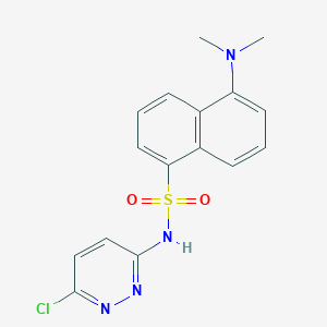 molecular formula C16H15ClN4O2S B8529645 N-(6-chloropyridazin-3-yl)-5-(dimethylamino)naphthalene-1-sulfonamide 