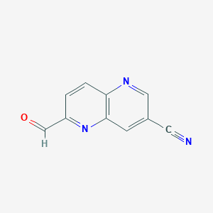 molecular formula C10H5N3O B8529691 6-Formyl-[1,5]naphthyridine-3-carbonitrile 