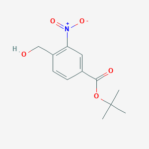 molecular formula C12H15NO5 B8529715 t-Butyl 4-(hydroxymethyl)-3-nitrobenzoate 