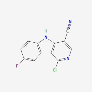 molecular formula C12H5ClFN3 B8529717 1-chloro-8-fluoro-5H-pyrido[4,3-b]indole-4-carbonitrile 