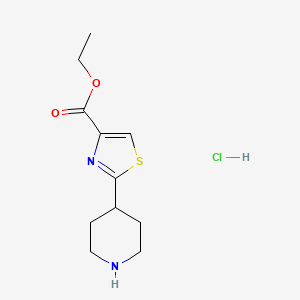 molecular formula C11H17ClN2O2S B8529751 Ethyl 2-(4-piperidinyl)-4-thiazolecarboxylate monohydrochloride 