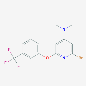 molecular formula C14H12BrF3N2O B8529782 2-Bromo-N,N-dimethyl-6-[3-(trifluoromethyl)phenoxy]pyridin-4-amine CAS No. 192447-54-4