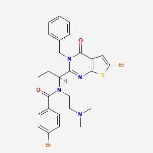 molecular formula C27H28Br2N4O2S B8531109 N-[1-(3-benzyl-6-bromo-4-oxothieno[2,3-d]pyrimidin-2-yl)propyl]-4-bromo-N-[2-(dimethylamino)ethyl]benzamide 