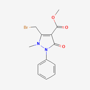 molecular formula C13H13BrN2O3 B8531240 methyl 5-(bromomethyl)-1-methyl-3-oxo-2-phenylpyrazole-4-carboxylate 