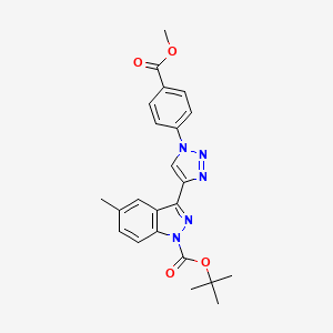 molecular formula C23H23N5O4 B8531282 tert-butyl 3-[1-(4-methoxycarbonylphenyl)triazol-4-yl]-5-methylindazole-1-carboxylate 