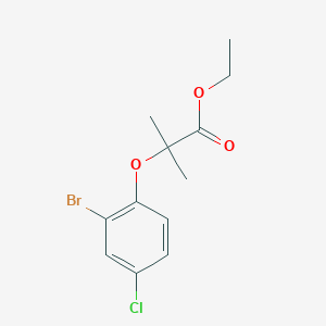 molecular formula C12H14BrClO3 B8531330 Ethyl 2-(2-bromo-4-chlorophenoxy)-2-methylpropanoate 