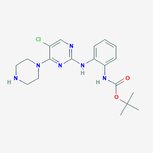 molecular formula C19H25ClN6O2 B8532419 tert-butyl N-[2-[(5-chloro-4-piperazin-1-ylpyrimidin-2-yl)amino]phenyl]carbamate 