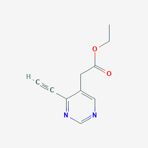 molecular formula C10H10N2O2 B8532516 Ethyl 2-(4-ethynylpyrimidin-5-yl)acetate 
