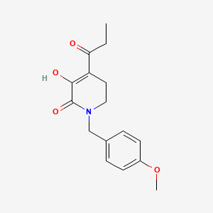 molecular formula C16H19NO4 B8533325 3-Hydroxy-1-(4-methoxybenzyl)-4-propionyl-5,6-dihydro-1H-pyridin-2-one CAS No. 303752-07-0
