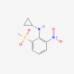 molecular formula C10H12N2O4S B8533367 N-cyclopropyl-2-(methylsulfonyl)-6-nitrobenzenamine 