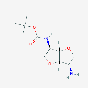 molecular formula C11H20N2O4 B8533407 tert-Butyl((3R,3aR,6S,6aR)-6-aminohexahydrofuro[3,2-b]furan-3-yl)carbamate 